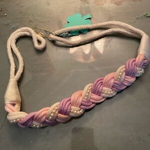 Braided Pink and Purple Statement/Bridal Belt with Pearls